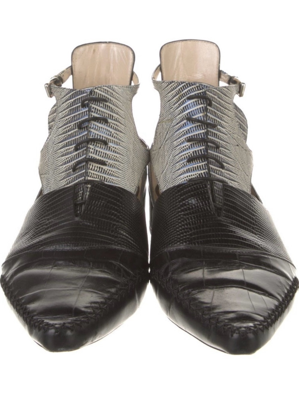 Dior Black and Silver Cutout Loafers - Picture 3 of 5
